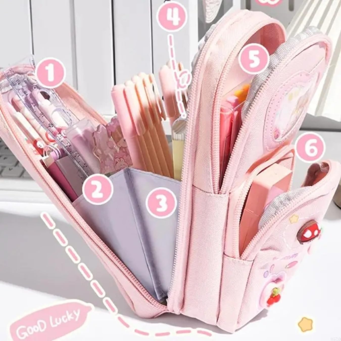 TYPIFY Cute Triple Layer Pencil Pouch for Girls | Large Capacity Unicorn Style Stationery Case | Zipper School Pouch for Kids & Teens | Multi-Compartment Organizer | Gift for Kids (Purple)