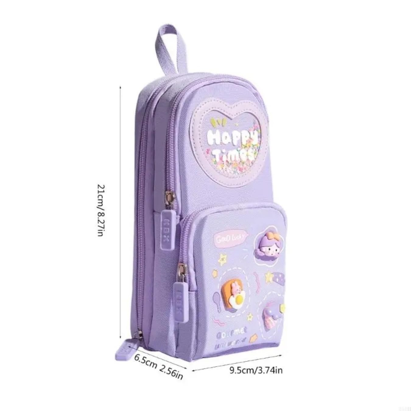 TYPIFY Cute Triple Layer Pencil Pouch for Girls | Large Capacity Unicorn Style Stationery Case | Zipper School Pouch for Kids & Teens | Multi-Compartment Organizer | Gift for Kids (Purple)