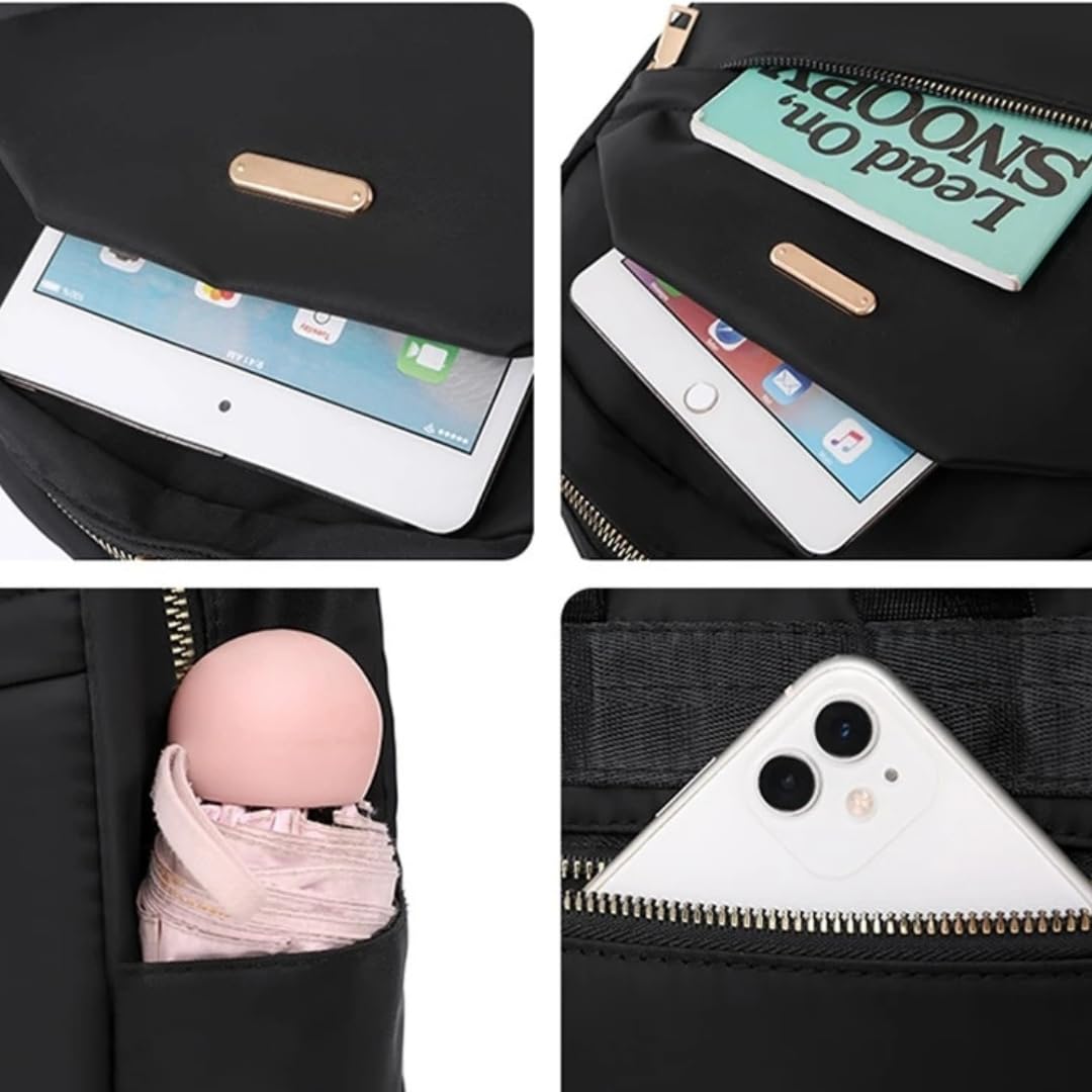 TYPIFY Backpack Bags for Women,School & College Bag, Black Travel Girls Quote Keychain Handbag, Stylish Latest