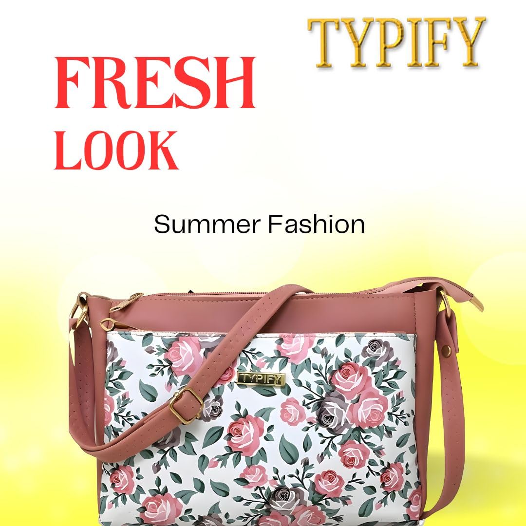 TYPIFY Latest Chic Floral Printed Sling Bag Combo: 2 Stylish Handbags For Women And Girls-Trendy Carry Bags-Set Of 2, Multicolor